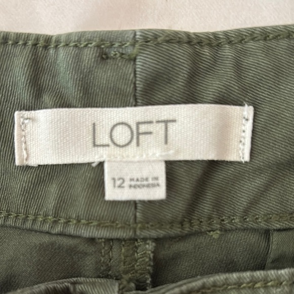 LOFT Perfect Straight Leg Pant 12 Chino Cotton Blend Olive Army Green Stretch - Picture 2 of 9